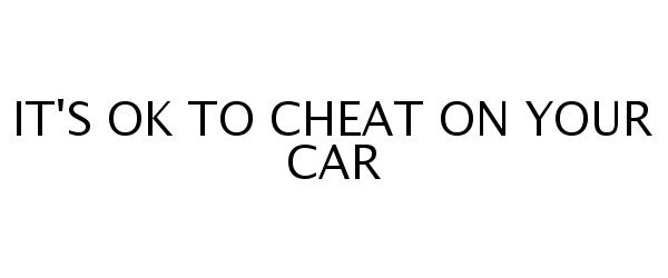  IT'S OK TO CHEAT ON YOUR CAR