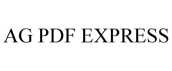 Trademark Logo AG PDF EXPRESS