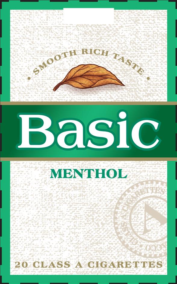 Trademark Logo BASIC MENTHOL Â· SMOOTH RICH TASTE Â· 20 CLASS A CIGARETTES A CLASSA CIGARETTES ACCO
