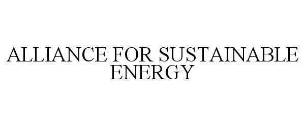  ALLIANCE FOR SUSTAINABLE ENERGY