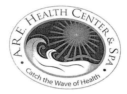 Trademark Logo A.R.E. HEALTH CENTER &amp; SPA Â· CATCH THE WAVE OF HEALTH Â·