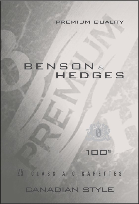 BENSON &amp; HEDGES 100S PREMIUM QUALITY BH PREMIUM BF 25 CLASS A CIGARETTES CANADIAN STYLE