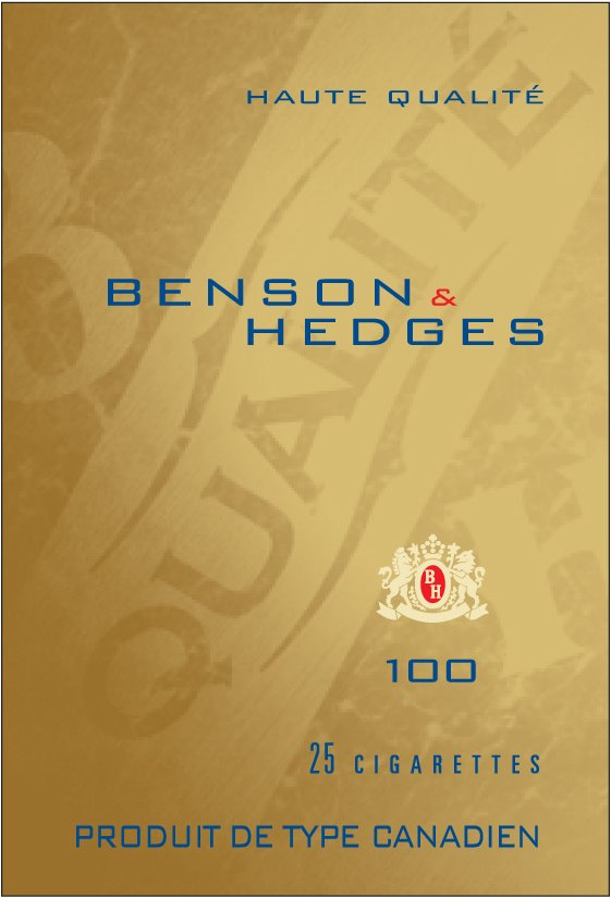  BENSON &amp; HEDGES 100 HAUTE QUALITÃ BH QUALITÃ BH 25 CIGARETTES PRODUIT DE TYPE CANADIEN
