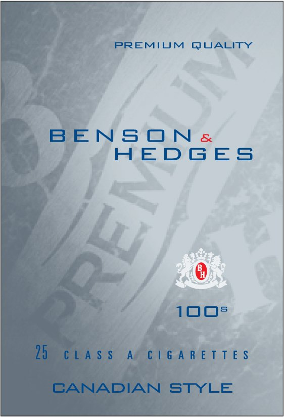 Trademark Logo BENSON &amp; HEDGES 100S PREMIUM QUALITY BH PREMIUM BF 25 CLASS A CIGARETTES CANADIAN STYLE
