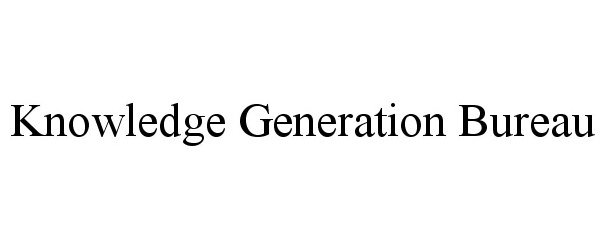 Trademark Logo KNOWLEDGE GENERATION BUREAU