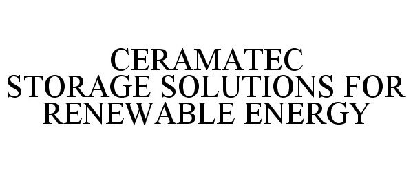 Trademark Logo CERAMATEC STORAGE SOLUTIONS FOR RENEWABLE ENERGY