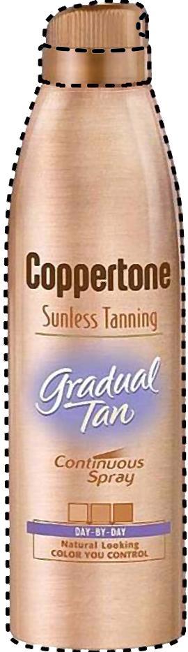 Trademark Logo COPPERTONE SUNLESS TANNING GRADUAL TAN CONTINUOUS SPRAY DAY-BY-DAY NATURAL LOOKING COLOR YOU CONTROL