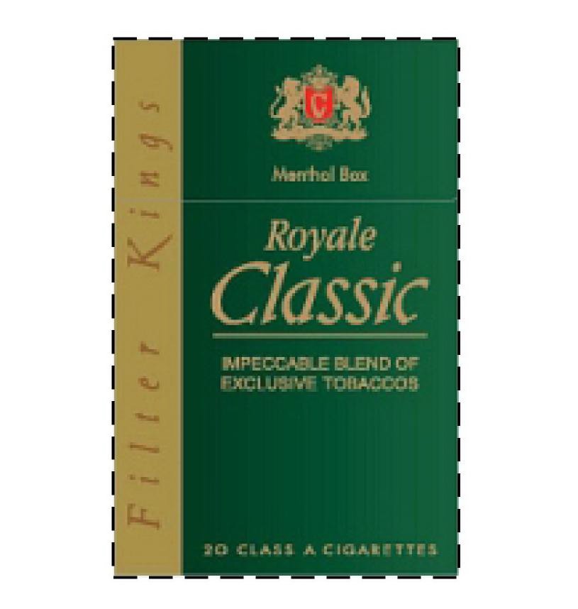  C MENTHOL BOX ROYALE CLASSIC IMPECCABLE BLEND OF EXCLUSIVE TOBACCOS 20 CLASS A CIGARETTES FILTER KINGS