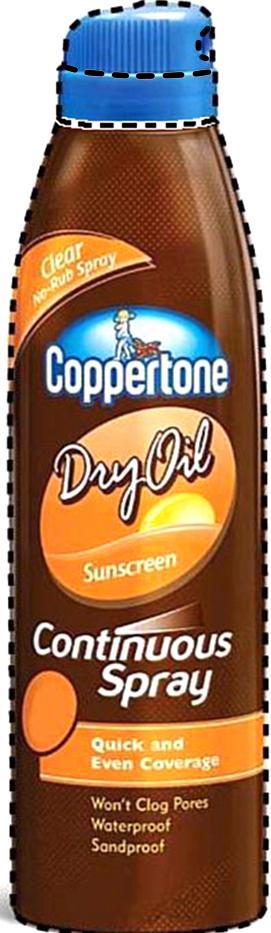 Trademark Logo COPPERTONE DRY OIL SUNSCREEN CLEAR NO-RUB SPRAY CONTINUOUS SPRAY QUICK AND EVEN COVERAGE WON'T CLOG PORES WATERPROOF SANDPROOF