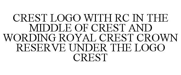 Trademark Logo CREST LOGO WITH RC IN THE MIDDLE OF CREST AND WORDING ROYAL CREST CROWN RESERVE UNDER THE LOGO CREST