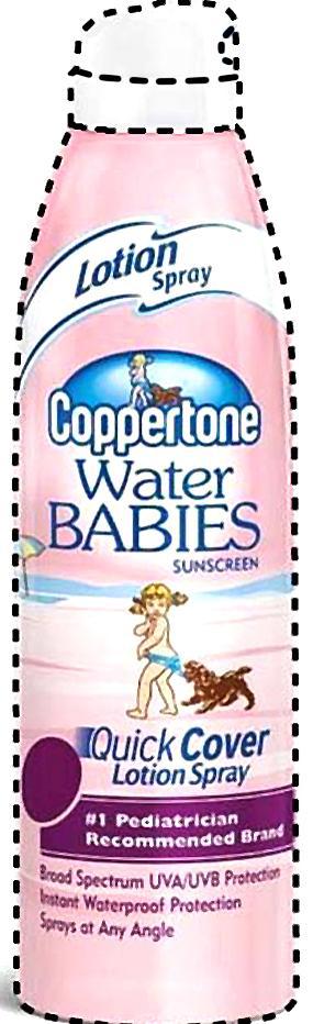 Trademark Logo COPPERTONE LOTION SPRAY WATER BABIES SUNSCREEN QUICK COVER LOTION SPRAY #1 PEDIATRICIAN RECOMMENDED BRAND BROAD SPECTRUM UVA/UVB