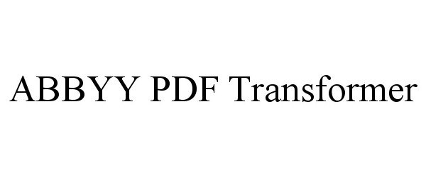  ABBYY PDF TRANSFORMER