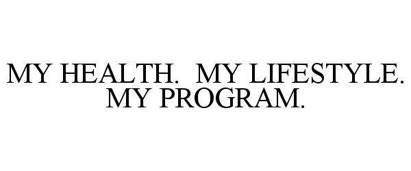 Trademark Logo MY HEALTH. MY LIFESTYLE. MY PROGRAM.