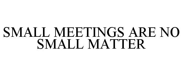  SMALL MEETINGS ARE NO SMALL MATTER