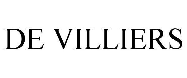 Trademark Logo DE VILLIERS