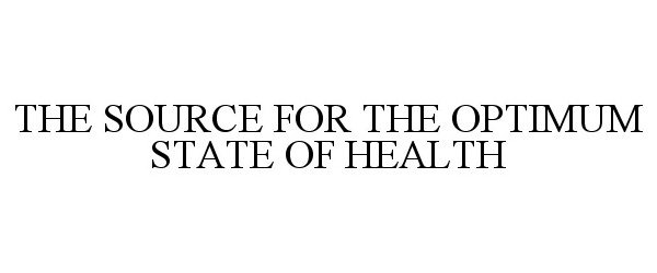 Trademark Logo THE SOURCE FOR THE OPTIMUM STATE OF HEALTH