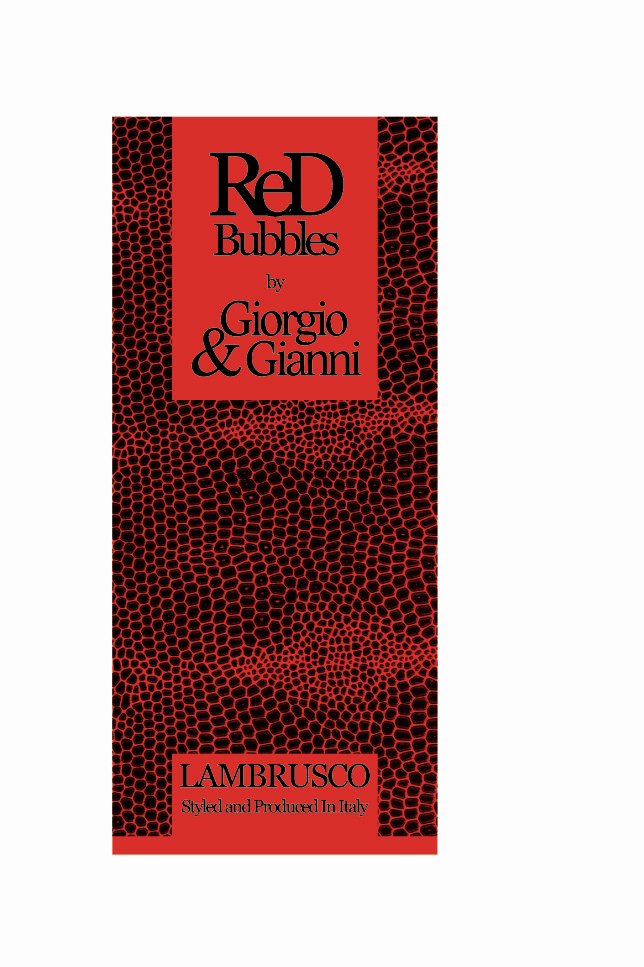  RED BUBBLES BY GIORGIO &amp; GIANNI LAMBRUSCO STYLED AND PRODUCED IN ITALY