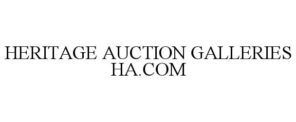 Trademark Logo HERITAGE AUCTION GALLERIES HA.COM