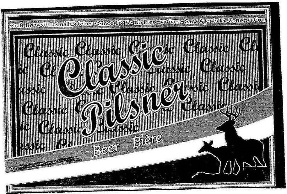  CLASSIC PILSNER BEER BIÃRE CRAFT BREWED IN SMALL BATCHES Â· SINCE 1845 Â· NO PRESERVATIVES Â· SANS AGENTS DE CONSERVATION