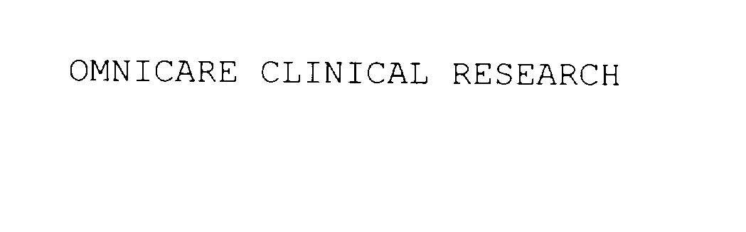  OMNICARE CLINICAL RESEARCH