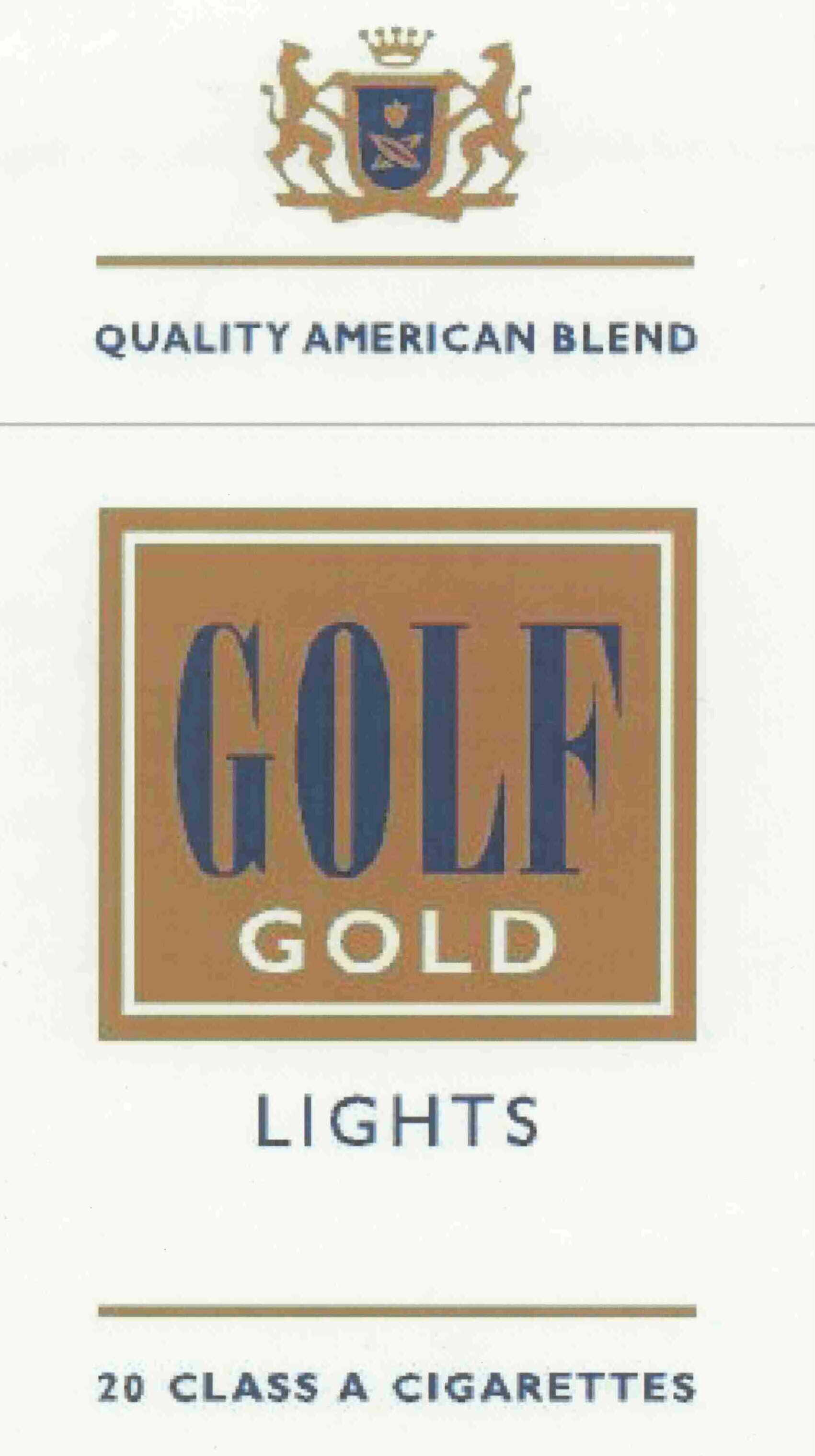  GOLF GOLD LIGHTS QUALITY AMERICAN BLEND 20 CLASS A CIGARETTES