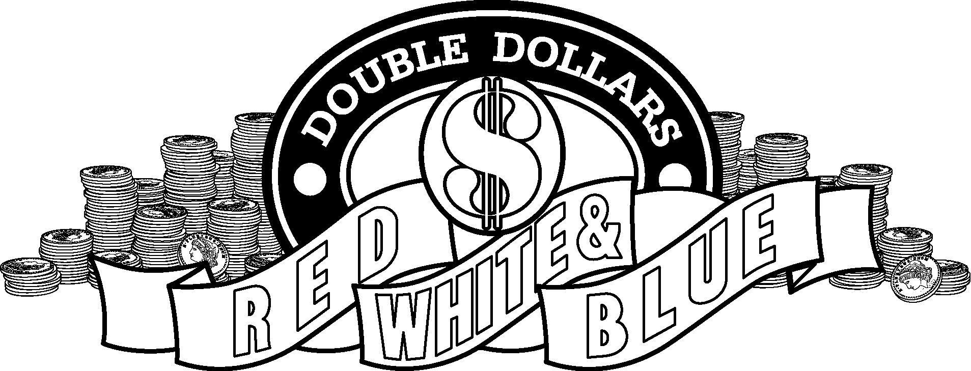  DOUBLE DOLLARS RED WHITE &amp; BLUE