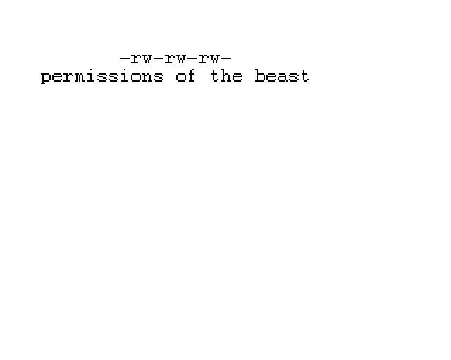  -RW-RW-RW- PERMISSIONS OF THE BEAST