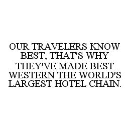  OUR TRAVELERS KNOW BEST, THAT'S WHY THEY'VE MADE BEST WESTERN THE WORLD'S LARGEST HOTEL CHAIN.