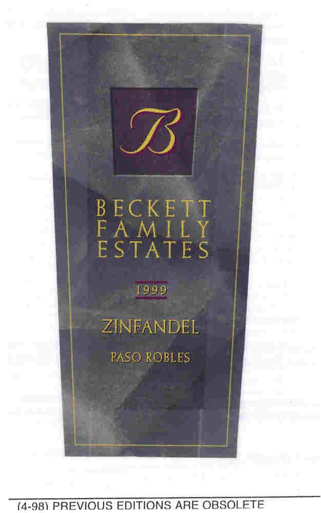 Trademark Logo BECKETT FAMILY ESTATES