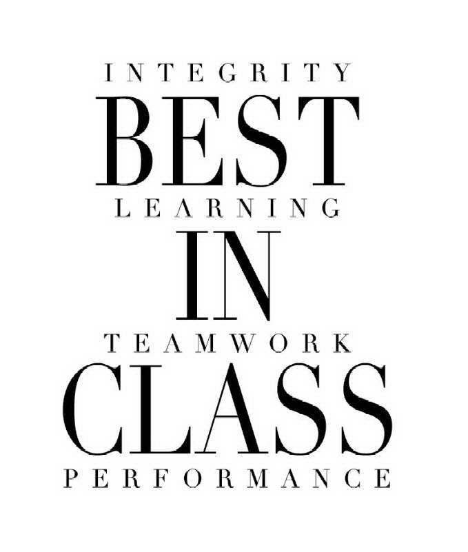  BEST-IN-CLASS INTEGRITY TEAMWORK PERFORMANCE LEARNING