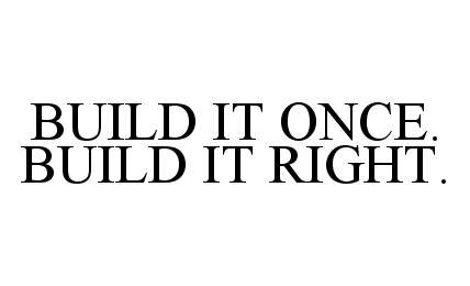 Trademark Logo BUILD IT ONCE. BUILD IT RIGHT.