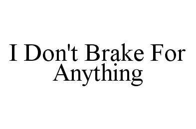  I DON'T BRAKE FOR ANYTHING