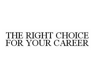  THE RIGHT CHOICE FOR YOUR CAREER