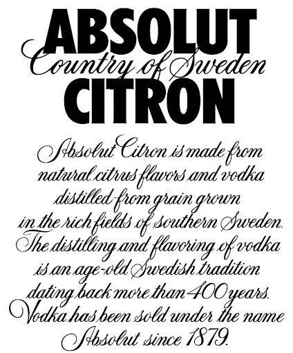  ABSOLUT CITRON COUNTRY OF SWEDEN ABSOLUT CITRON IS MADE FROM NATURAL CITRUS FLAVORS AND VODKA DISTILLED FROM GRAIN GROWN IN THE 