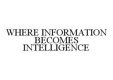  WHERE INFORMATION BECOMES INTELLIGENCE