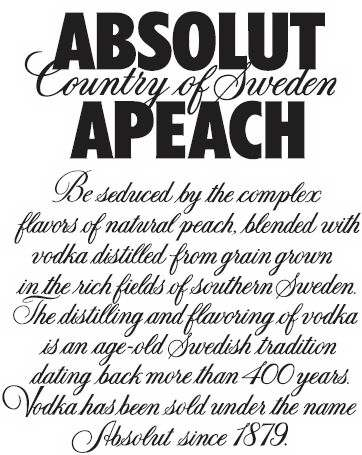  ABSOLUT COUNTRY OF SWEDEN APEACH BE SEDUCED BY THE COMPLEX FLAVORS OF NATURAL PEACH, BLENDED WITH VODKA DISTILLED FROM GRAIN GRO