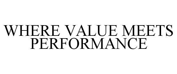  WHERE VALUE MEETS PERFORMANCE