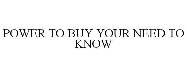 POWER TO BUY YOUR NEED TO KNOW