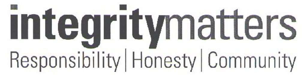 Trademark Logo INTEGRITYMATTERS RESPONSIBILITY HONESTY COMMUNITY