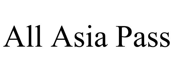 Trademark Logo ALL ASIA PASS