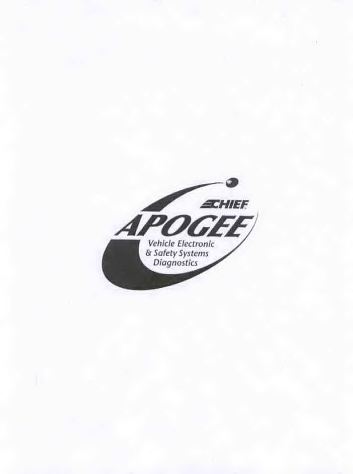  CHIEF APOGEE VEHICLE ELECTRONIC &amp; SAFETY SYSTEMS DIAGNOSTICS