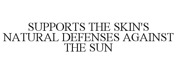 Trademark Logo SUPPORTS THE SKIN'S NATURAL DEFENSES AGAINST THE SUN