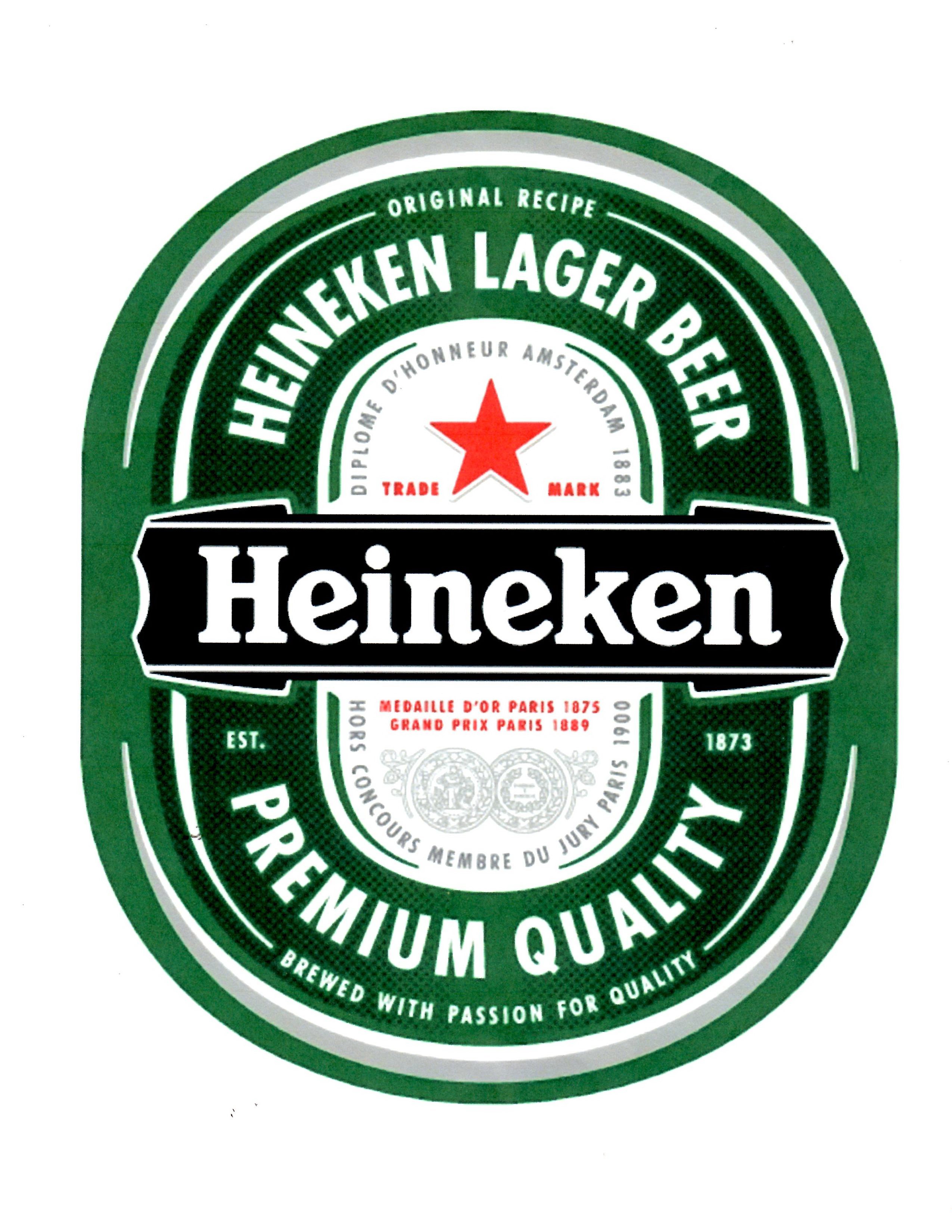 Trademark Logo HEINEKEN LAGER BEER PREMIUM QUALITY