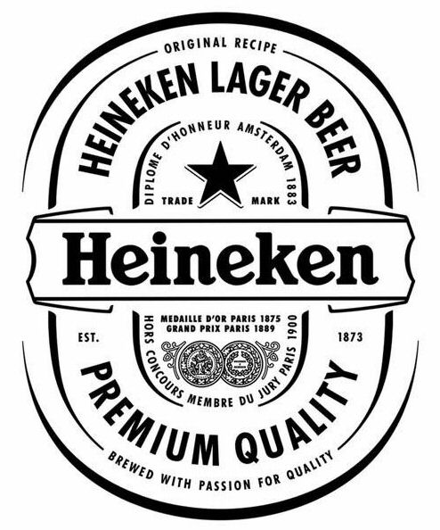  HEINEKEN EST. 1873 ORIGINAL RECIPE BREWED WITH PASSION FOR QUALITY HEINEKEN LAGER BEER PREMIUM QUALITY DIPLOME D'HONNEUR AMSTERD