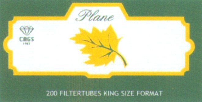 Trademark Logo PLANE CAGS 200 FILTERTUBES KING SIZE FORMAT