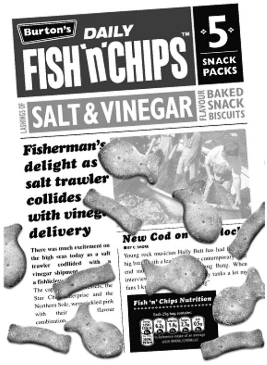  BURTON'S DAILY FISH 'N' CHIPS SNACK PACKS LAS WINGS OF SALT &amp; VINEGAR FLAVOUR BAKED SNACK BISCUITS FISHERMAN'S DELIGHT AS SA