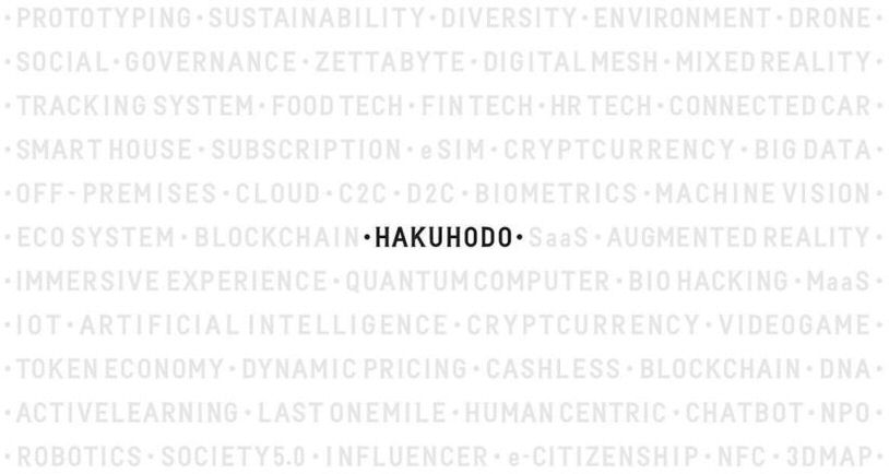  ·HAKUHODOÂ· PROTOTYPING Â· SUSTAINABILITYÂ· DIVERSITY Â· ENVIRONMENT Â· DRONE Â· SOCIAL Â· GOVERNANCE Â· ZETTABYTE Â· DIGITAL ME