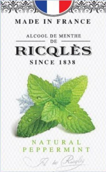  MADE IN FRANCE ALCOOL DE MENTHE DE RICQLES SINCE 1838 NATURAL PEPPERMINT