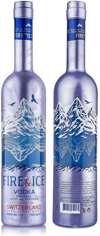  FIRE &amp; ICE VODKA SPECIAL EDITION BOTTLED IN SWITZERLAND FROM ALPINE WATER 40% ALC./VOL. 700 ML