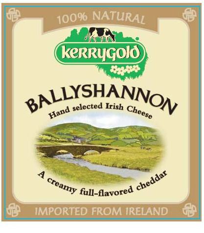 Trademark Logo 100 % NATURAL KERRYGOLD BALLYSHANNON HAND SELECTED IRISH CHEESE A CREAMY FULL-FLAVORED CHEDDAR IMPORTED FROM IRELAND